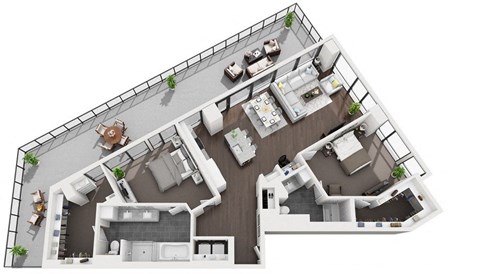 Floor plan for 2 beds, 2 baths, 1643 sqft